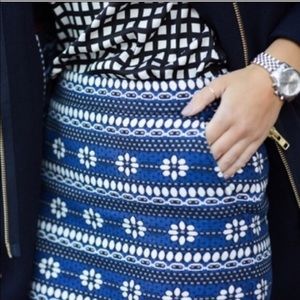 J Crew Blue White Floral Jacquard Mini Skirt 2